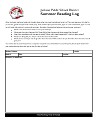 Document preview: Summer Reading Log