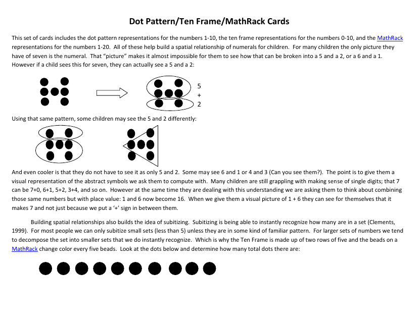 Dot Pattern/Ten Frame/Mathrack Card Templates