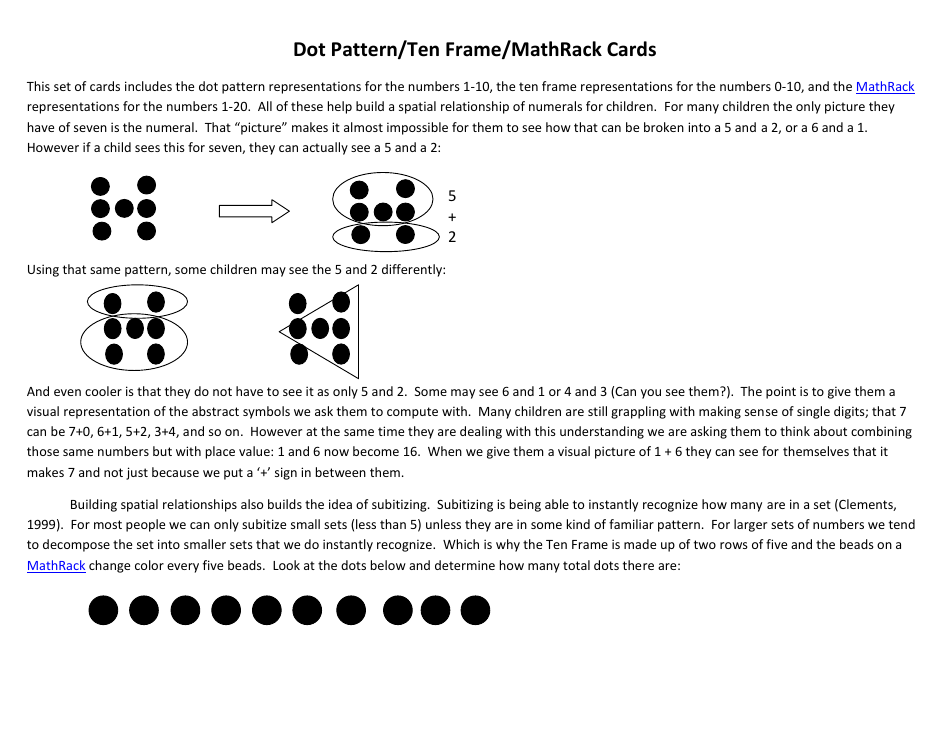 Dot Pattern/Ten Frame/Mathrack Card Templates - Sample Image