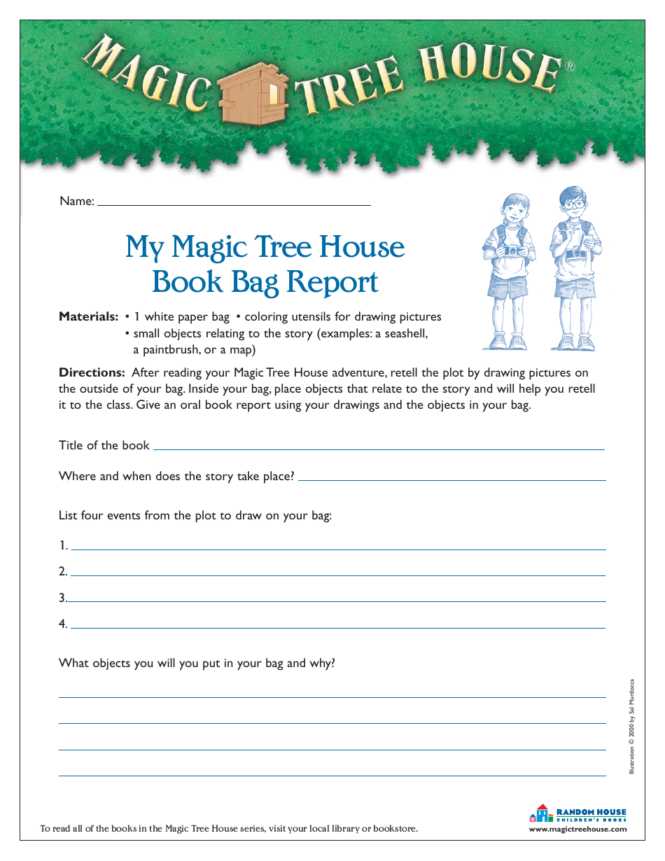 Magic Tree House Book Bag Report, Page 1