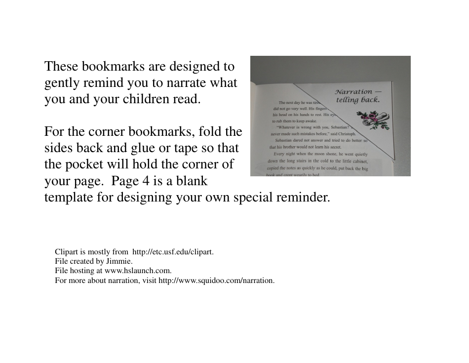 Narration Bookmark Templates