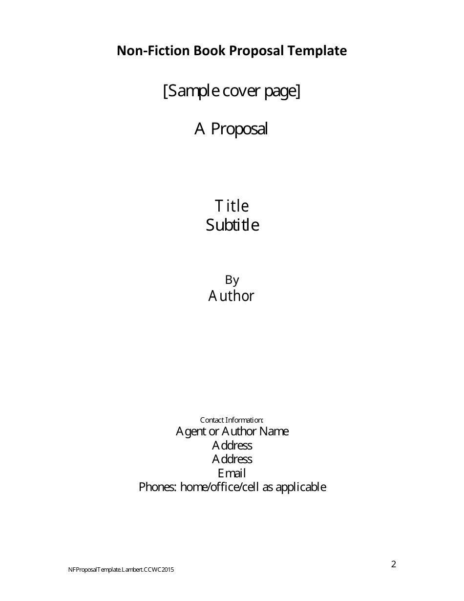 Non-fiction Book Proposal Template Download Printable Pdf 