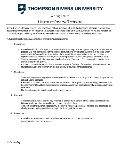 Preview of Literature Review Template document.