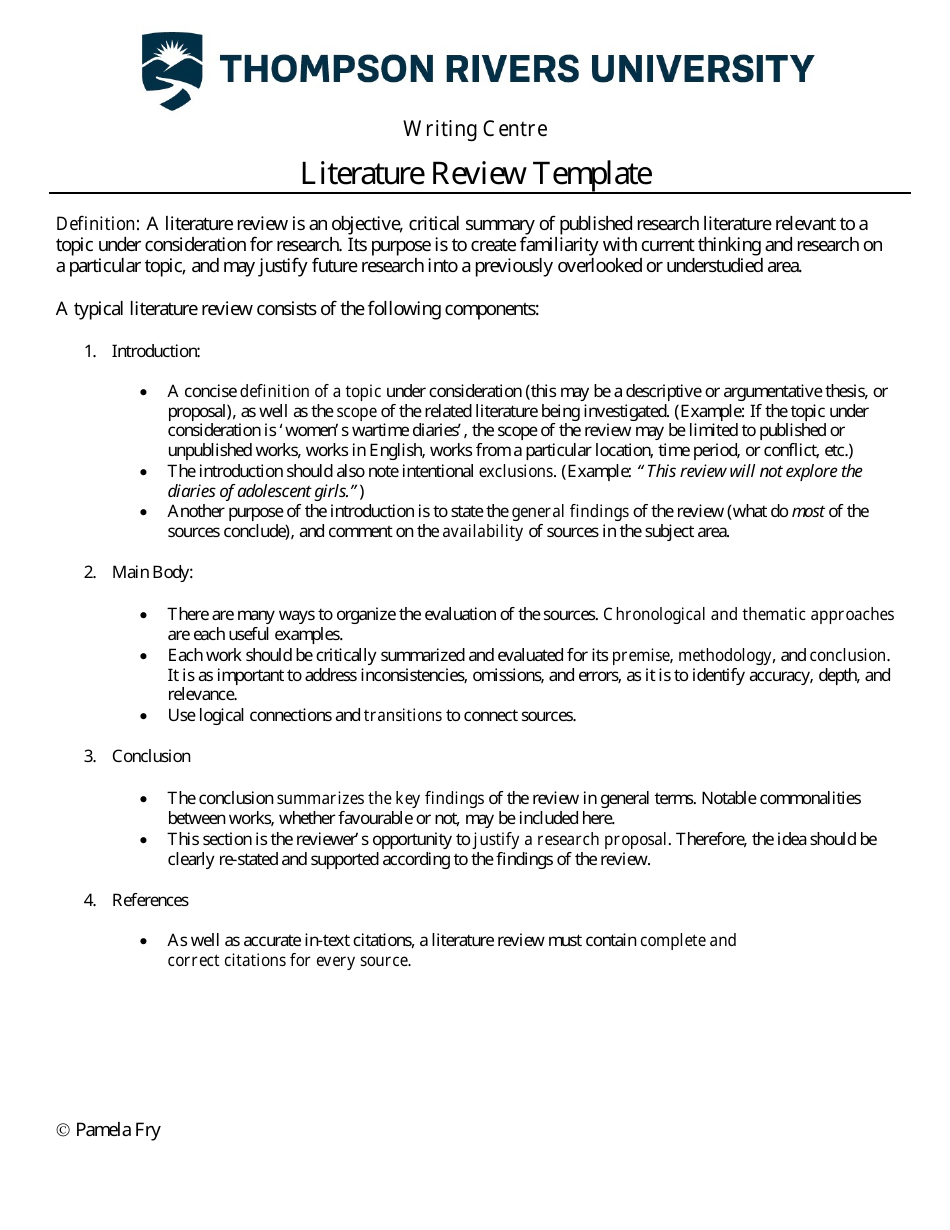 doctoral literature review template