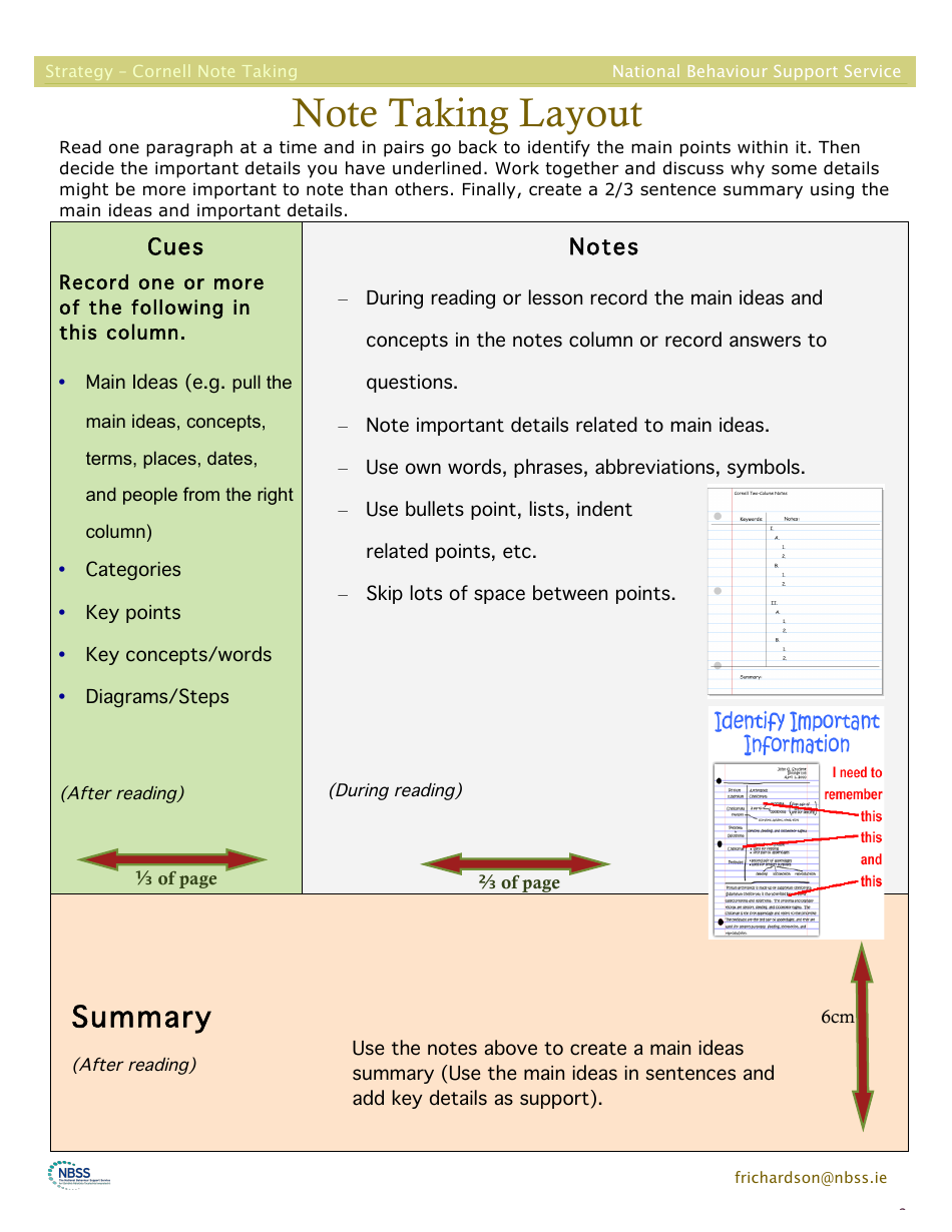 Cornell or Two Column Note Taking Reading and Learning Strategy - Ireland, Page 2