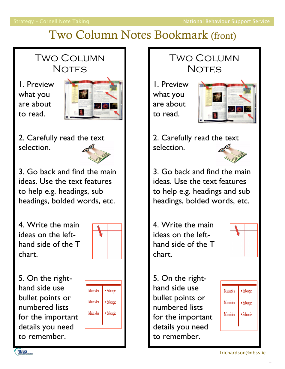 Ireland cornell or two column note taking reading and learning strategy
