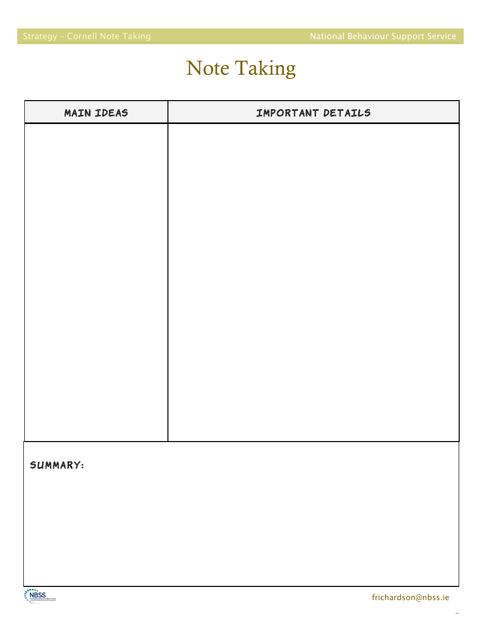 Cornell or Two Column Note Taking Reading and Learning Strategy - Ireland, Page 9