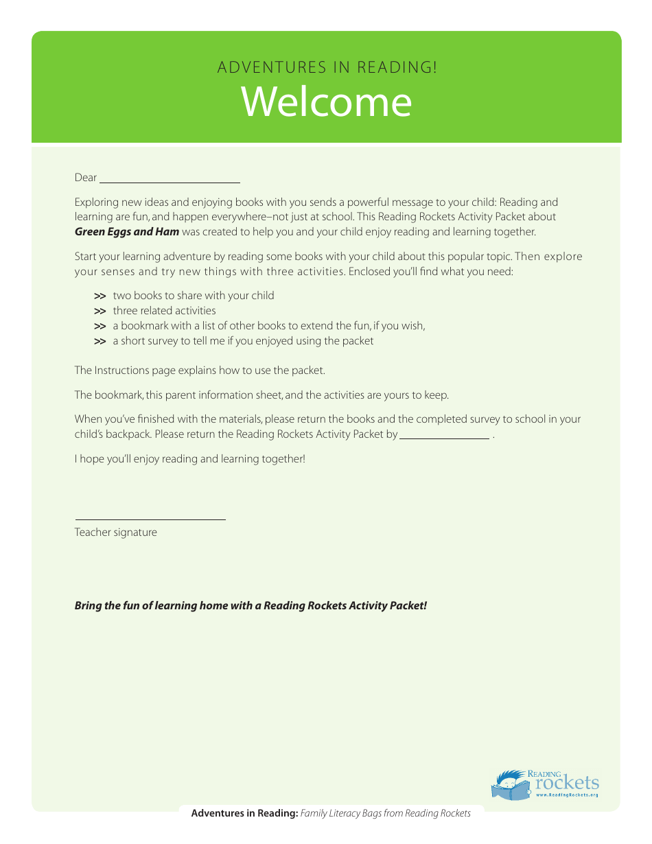 Green Eggs and Ham Reading Activity Sheet, Page 3