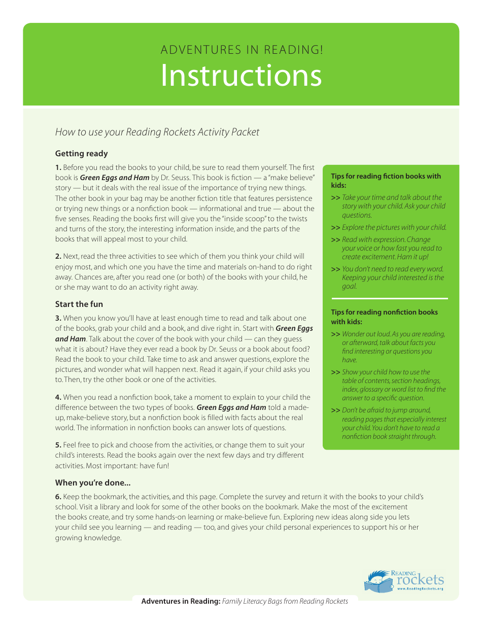 Green Eggs and Ham Reading Activity Sheet, Page 4