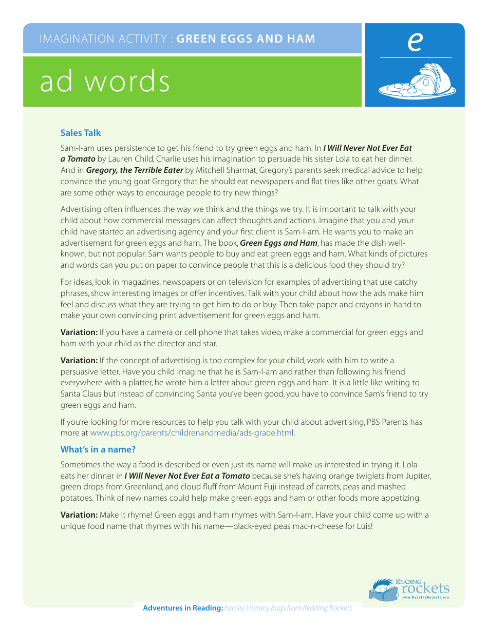 Green Eggs and Ham Reading Activity Sheet, Page 8