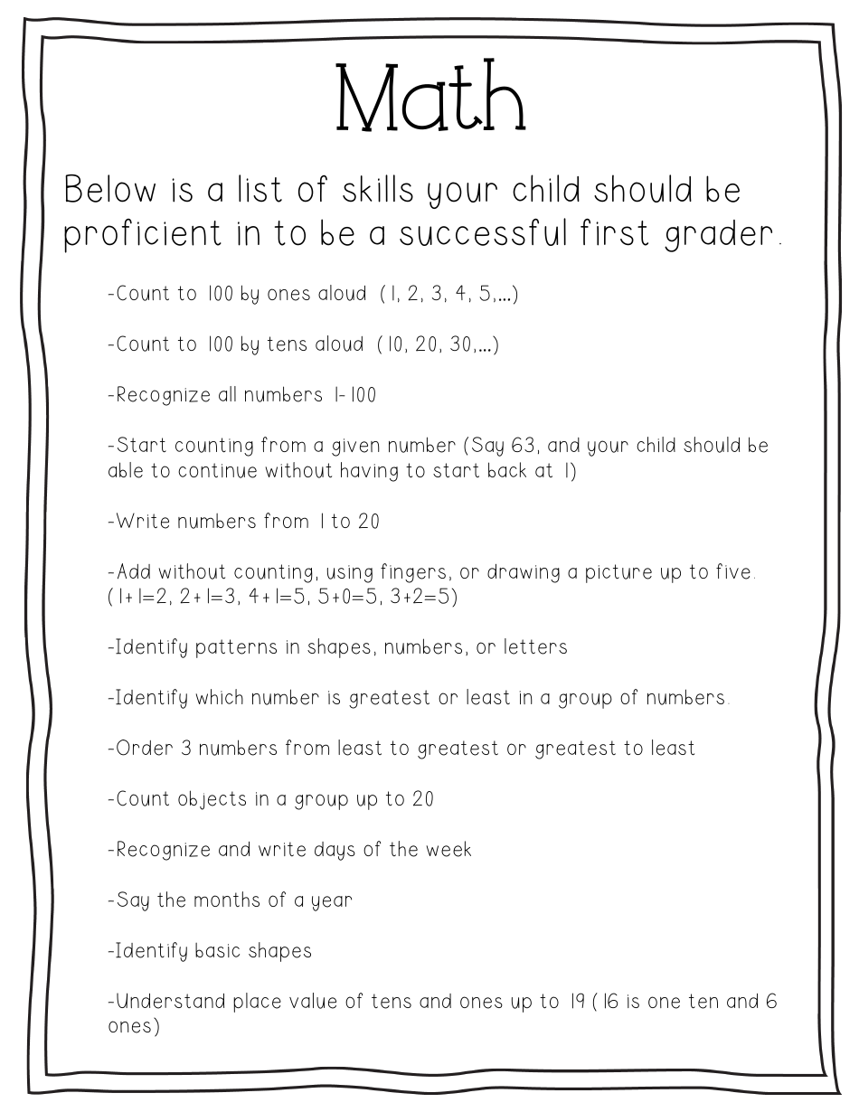 First Grade Readiness Packet, Page 27