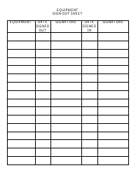 Document preview: Equipment Sign-Out Sheet Template - Big Table