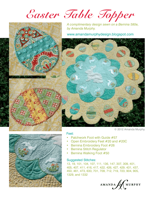 Easter Table Topper Sewing Templates - Amanda Murphy