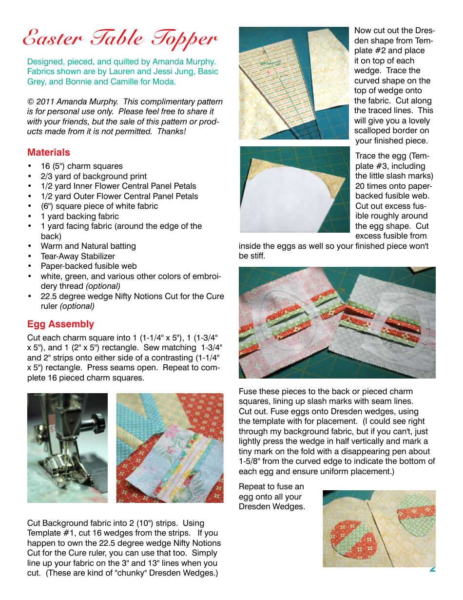 Easter Table Topper Sewing Templates - Amanda Murphy, Page 2
