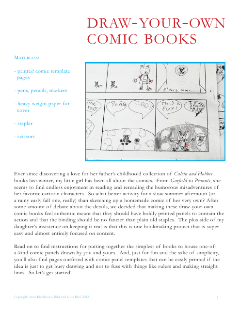 Comic Book Templates - Anne Riechmann, Bird and Little Bird