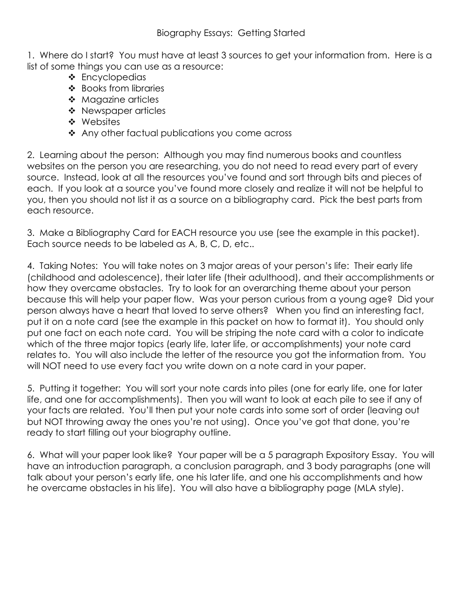 Fifth Grade Biography Project, Page 5