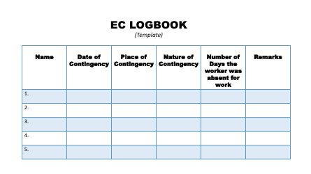Document preview: Employees' Compensation (Ec) Logbook Template