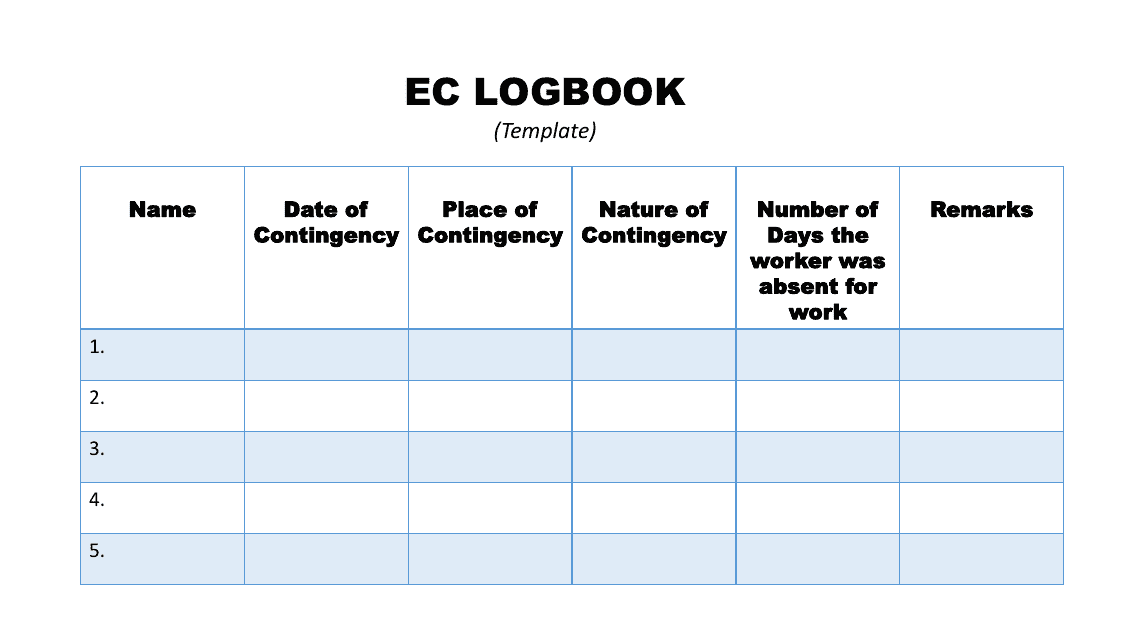 Employees' Compensation (Ec) Logbook Template