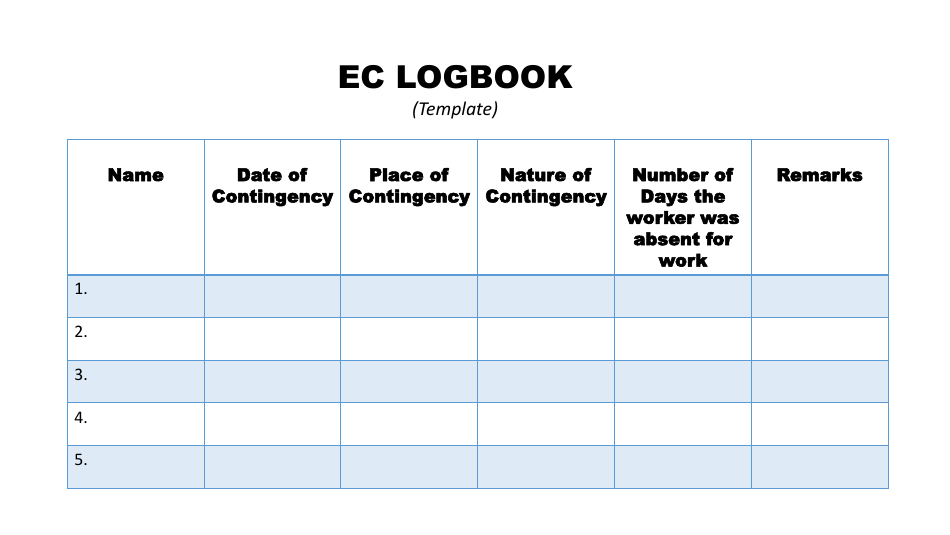 Employees Compensation (Ec) Logbook Template, Page 1