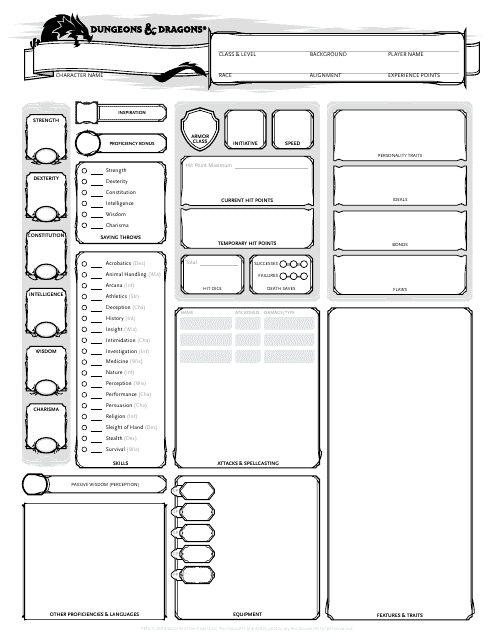 Dungeone & Dragons 3-page Character Sheet