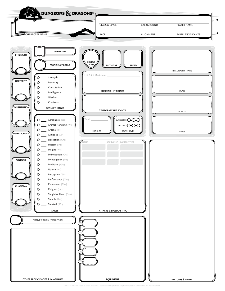 A preview of the Dungeons & Dragons 3-page Character Sheet - A Must Have for Every Dungeon Explorer!