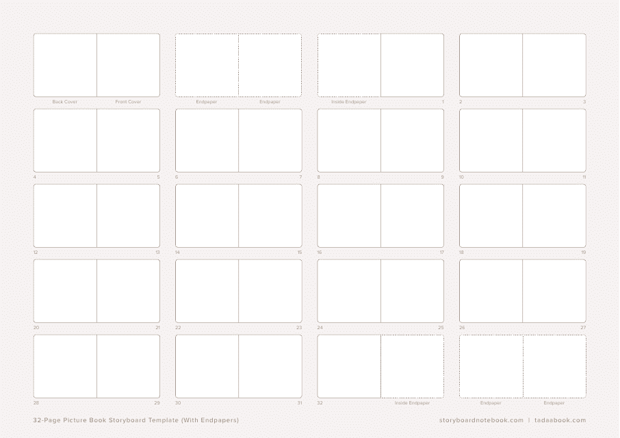32-page Picture Book Storyboard Template (With Endpapers)