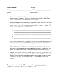 Document preview: Children's Book Study Template
