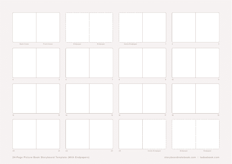 24-page Picture Book Storyboard Template (With Endpapers)
