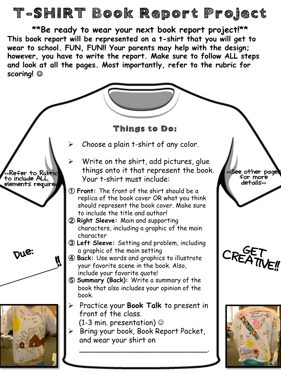 T-Shirt Book Report Project, Page 1