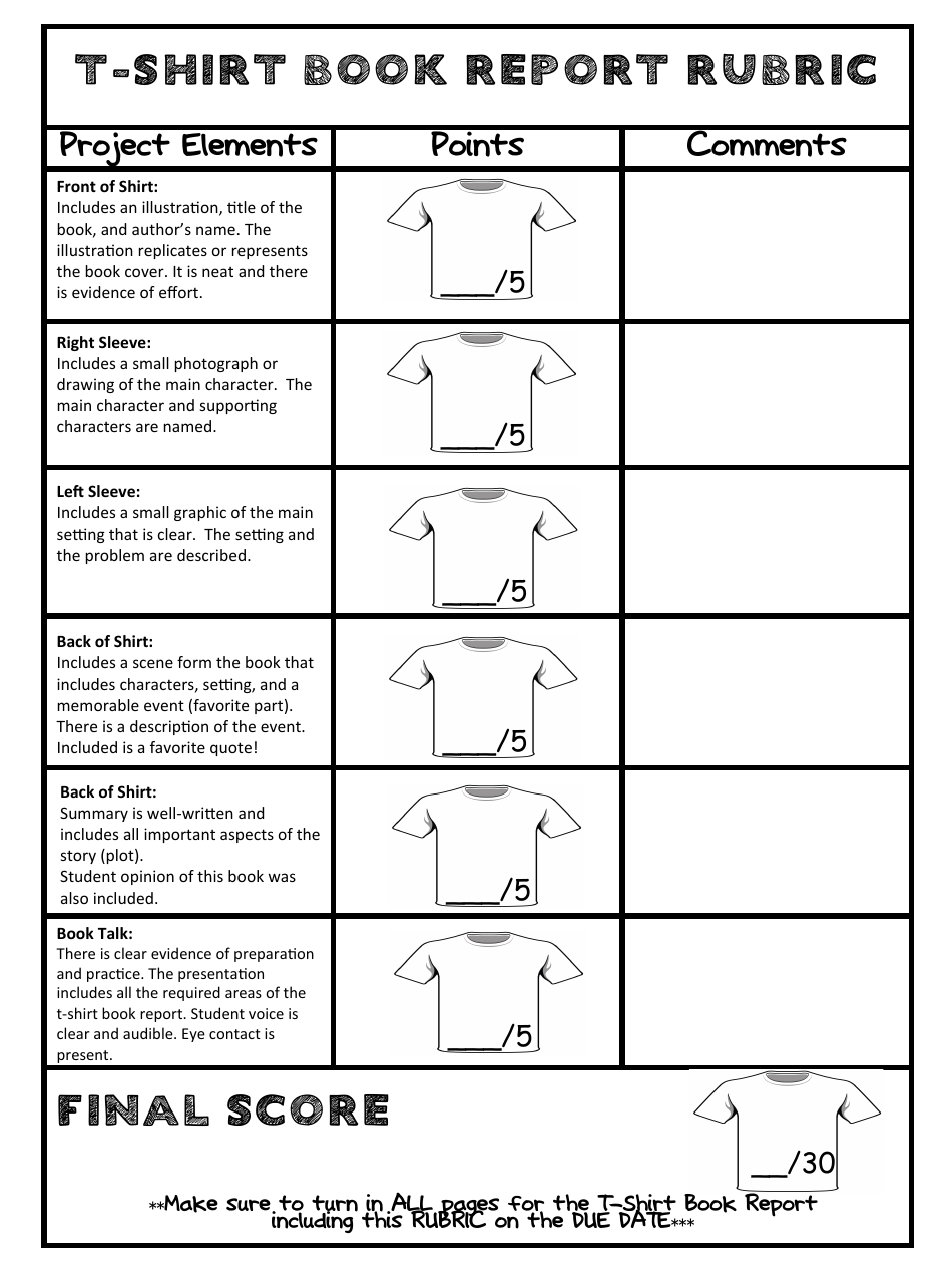 T-Shirt Book Report Project, Page 6