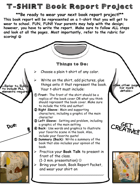 T-Shirt Book Report Project Download Pdf