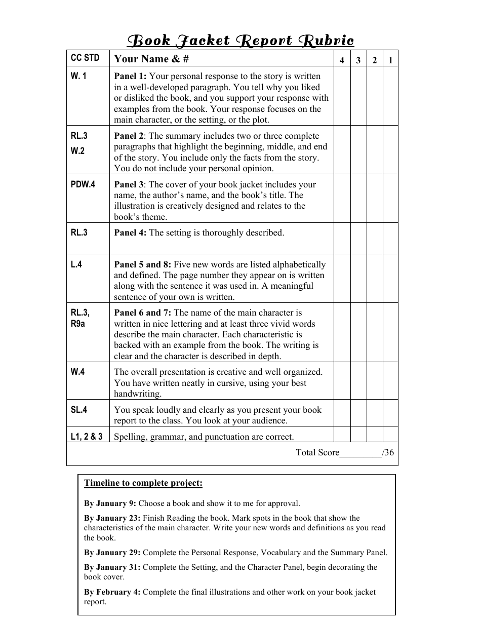 Book Jacket Book Report Template - Black and White, Page 3