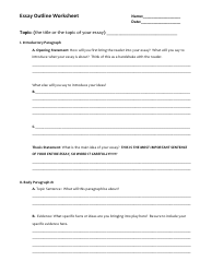Document preview: Essay Outline Worksheet
