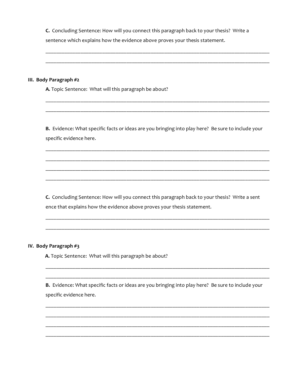 Essay Outline Worksheet Download Printable PDF | Templateroller