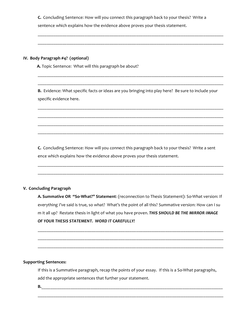 Essay Outline Worksheet Download Printable PDF | Templateroller