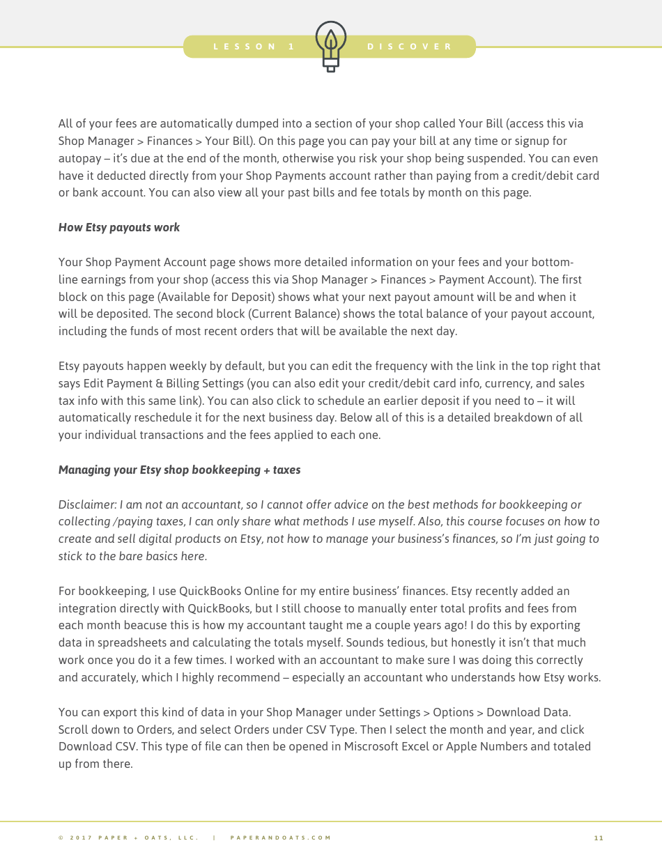 Etsy Lesson Plan Template Paper + Oats Download Fillable PDF