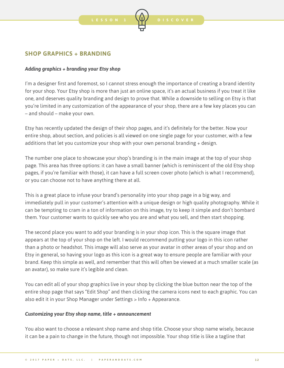 Etsy Lesson Plan Template Paper + Oats Download Fillable PDF