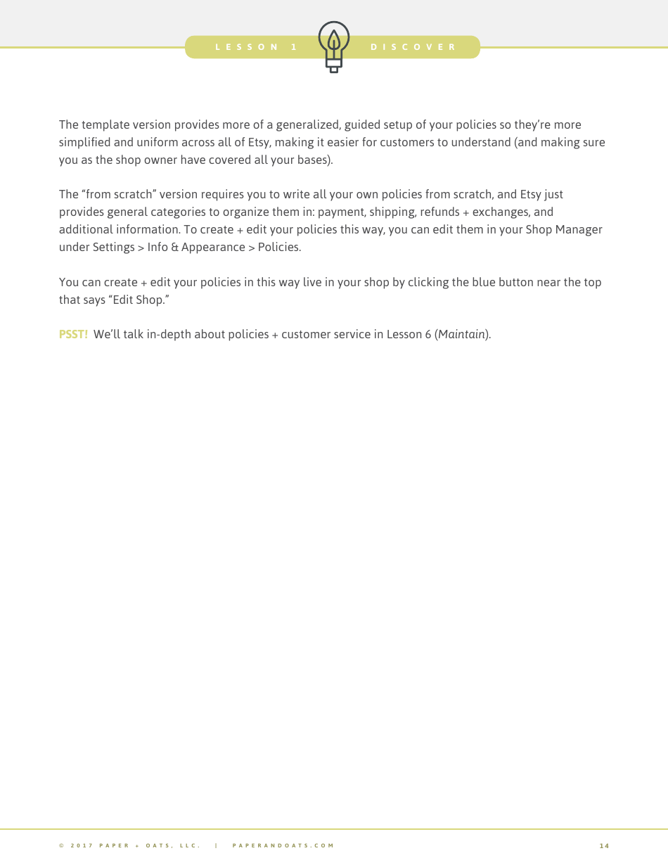 Etsy Lesson Plan Template Paper + Oats Download Fillable PDF