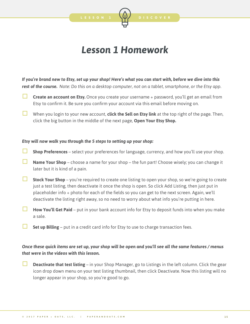 Etsy Lesson Plan Template Paper + Oats Download Fillable PDF