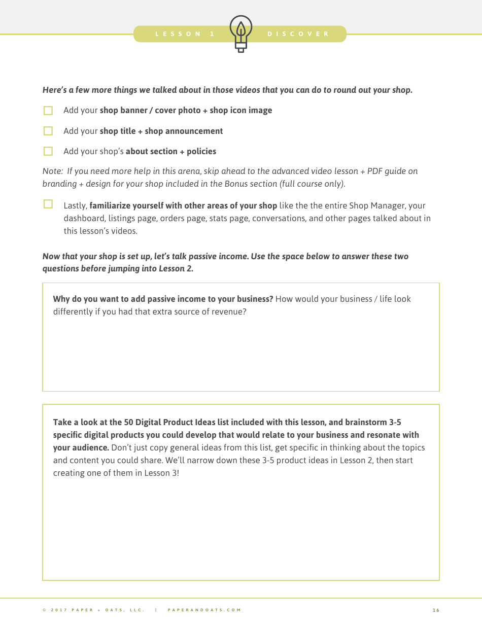 Etsy Lesson Plan Template Paper + Oats Download Fillable PDF