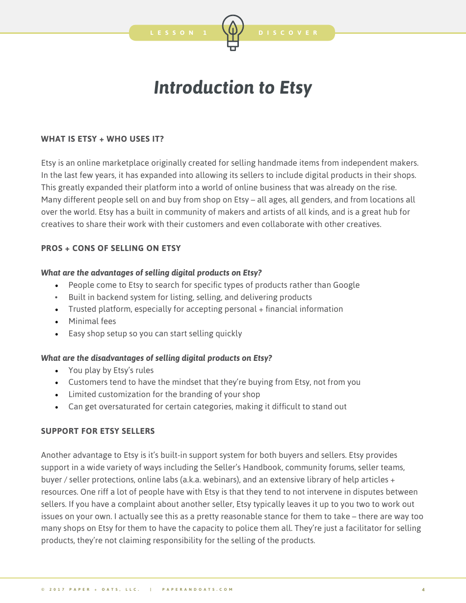 Etsy Lesson Plan Template Paper + Oats Download Fillable PDF