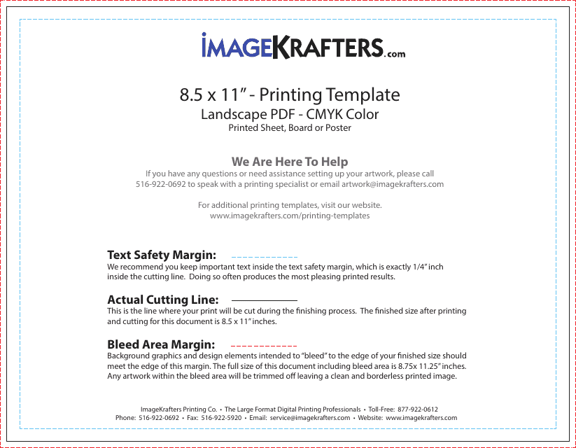 8.5 X 11" Printing Template