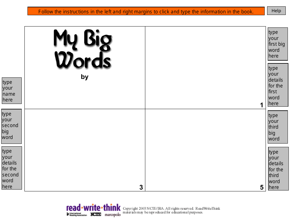 My Big Words Book Template