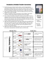 Vocabulary Foldable Template, Page 3