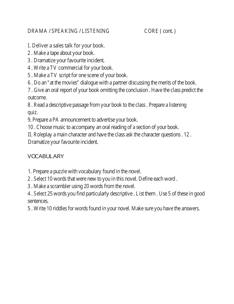 Grade 8 Novel Study Plan, Page 3
