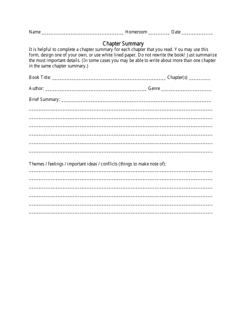Chapter Summary Template