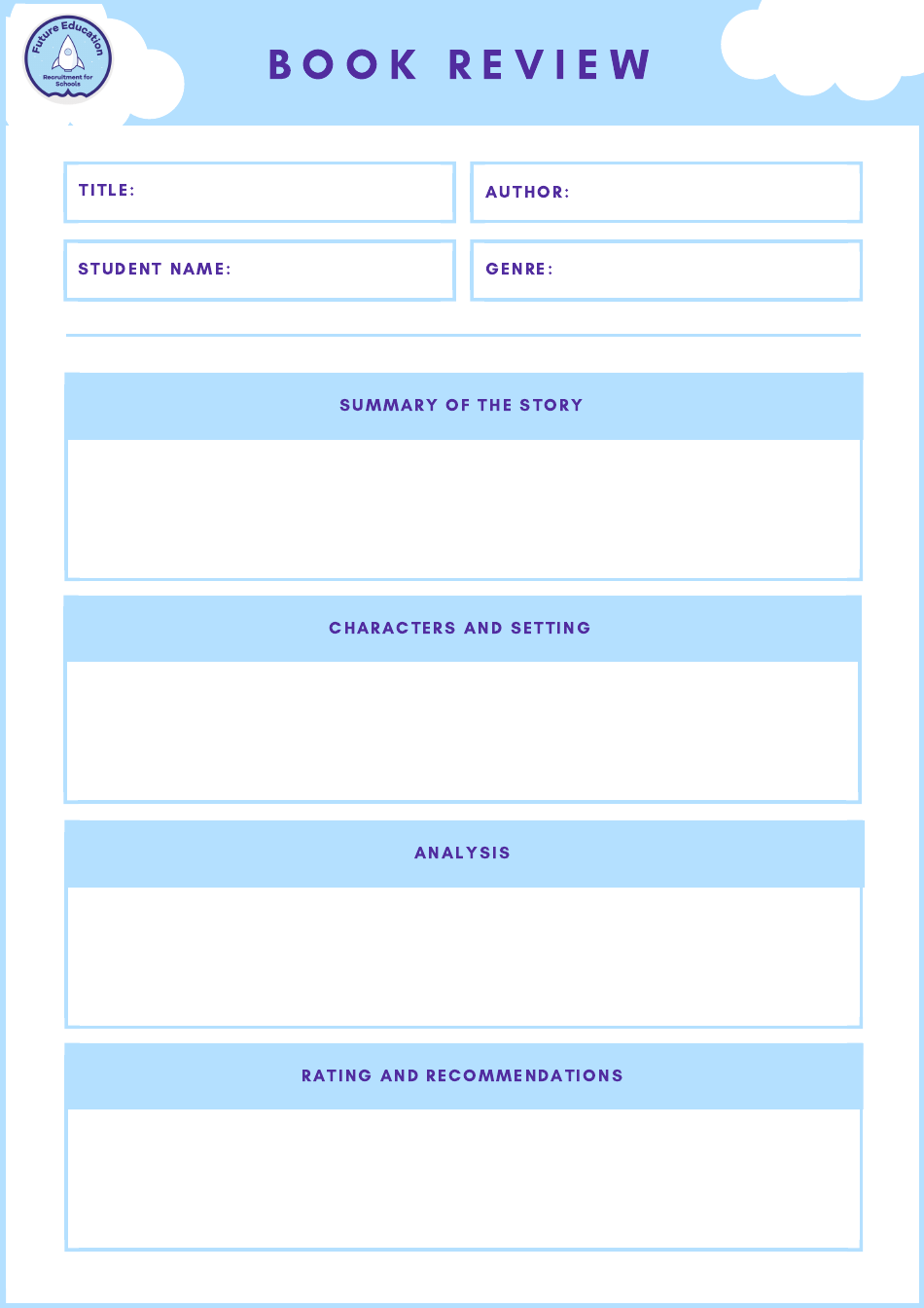 Book Review Template - Blue Sky, Page 1