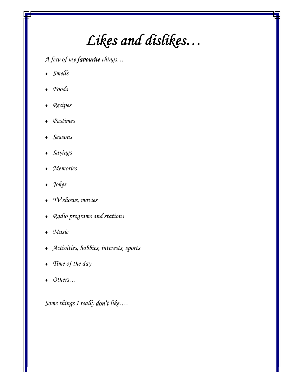 Personal Life History Booklet Template, Page 10