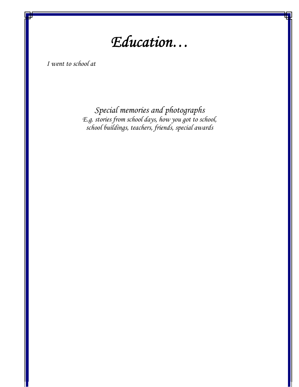 Personal Life History Booklet Template, Page 12