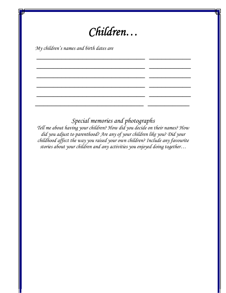 Personal Life History Booklet Template, Page 15